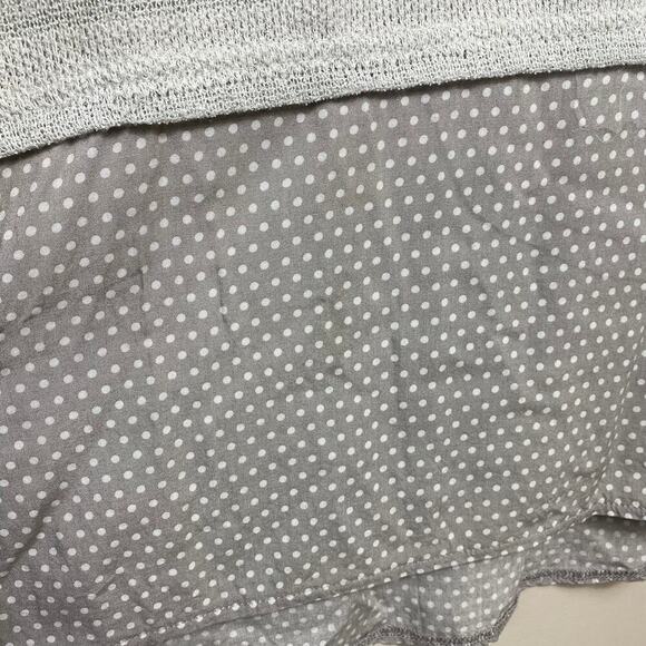 A'REVE Sweater Mixed Media Open Knit Polka Dot Gray Monochromatic Size M - Picture 4 of 7